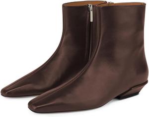 Женские стильные ботильоны Tang'scuisins с квадратным носком, боковой молнией, низким каблуком, базовый стиль, модные короткие зимние и осенние ботинки, размеры 4-16 US, Saddle Brown