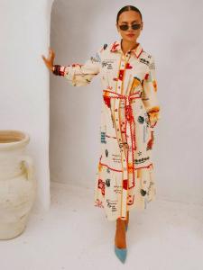 Графическое платье-рубашка Poema Never Fully Dressed, Cream