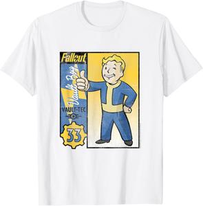 Футболка с изображением коллекционной карточки Vault-Tec из сериала Fallout, белая