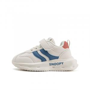 Детские повседневные кроссовки низкие белые/ с противоскользящей подошвой, антиударной амортизацией и дышащим верхом SNOOPY, белый/синий