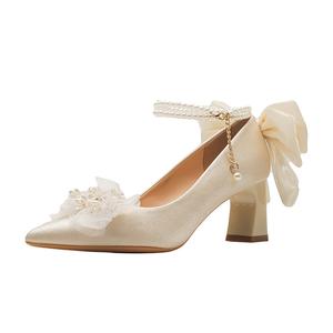 BIGTREE Женские туфли на платформе с массивным каблуком 6 см абрикосового цвета, цвет Apricot