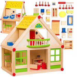 Деревянный кукольный домик для сборки, двухэтажный + мебель. Doris