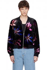 Бархатная куртка-бомбер Dries Van Noten, черный