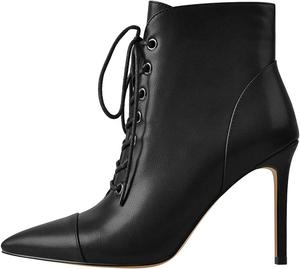 Женские ботильоны на шпильке с зауженным носком, шнуровкой и боковой молнией Onlymakerheels, Black B