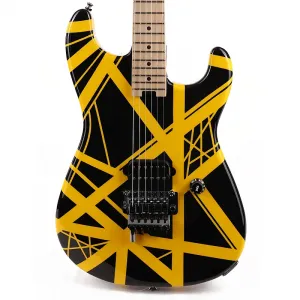 Электрогитара EVH Striped Series, черная с желтыми полосами