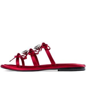 CICIFOR Женские сандалии-слайдеры с резиновой подошвой и стразами, ярко-красные