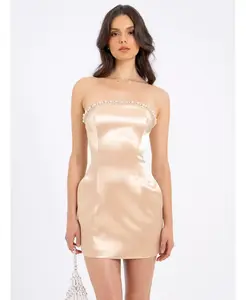 Женское мини-платье без рукавов с отделкой из жемчуга пейсли золотистого цвета Miss Circle, золотой