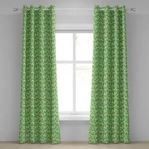 Ирландская штора на люверсах ABAKUHAUS, тема гэльского сада, весенний клевер с милой свежестью сердца, декоративные двухпанельные шторы, 280 см x 175 см, цвет лаймовый Abakuhaus