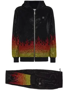 Спортивный костюм Crystals Flame с капюшоном Philipp Plein, черный