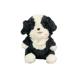 Милые плюшевые куклы щенков бордер-колли в праздничных колпачках высота 23см/30см OU DI PIG, Saliva Towel Style