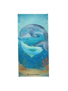 Mr. & Mrs. Panda Пляжное полотенце с изображением кита и тунца, без надписи, белого цвета