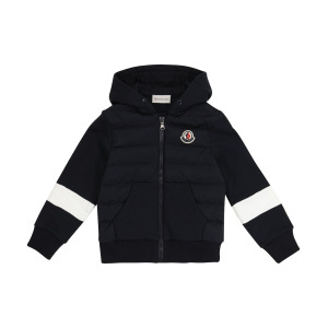 Худи из хлопка и стеганого пуха Moncler Enfant, синий