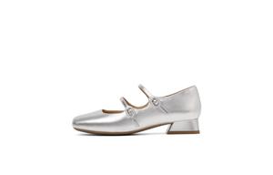 BELLE Блок каблук Мэри Джейн туфли женские бордовые серебристые черные серебро, цвет Silver