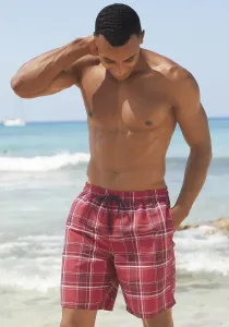 Шорты для плавания H.I.S "Karo", со шнурком контрастного цвета, красный