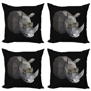 ABAKUHAUS Комплект чехлов для подушек с изображением животных (4 шт.), животное с угловатым дизайном, современная двусторонняя цифровая печать, 50 см x 50 см, серый кокса-серый