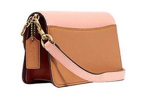 Кожаная цепная сумка через плечо кросс-боди малого размера женская вишневый розовый коричневый разноцветный COACH