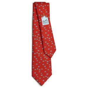 Красный галстук из шелка тутового дерева Men's HERMES