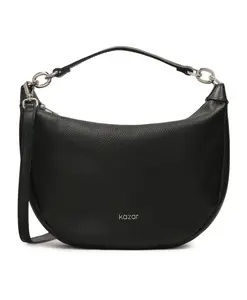 Черная круглая кожаная сумка Kazar, черный