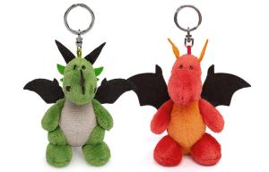 NICI Зеленый динозавр+оранжевый динозавр, подвеска плюшевая кукла, парный набор, зеленые/оранжевые плюшевые куклы подвеска высота 10см