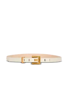 Узкий кожаный ремень Anthem Balmain, бежевый/черный