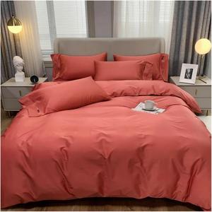 Generic Комплект постельного белья из 100% натурального хлопка, однотонный бело-серый, с завязками-пуговицами