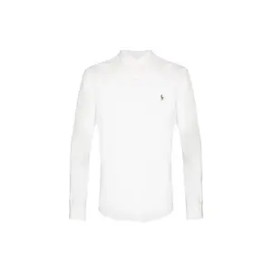 Рубашка с вышитым пони и фигурным подолом Polo Ralph Lauren, белый