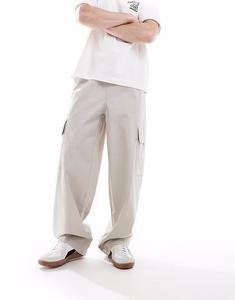 Свободные брюки-карго с эластичной талией серого цвета Asos Design