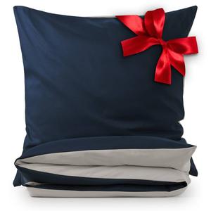 Двустороннее постельное белье Blumtal Ebba 4er Set, темно-синий - светло-серый