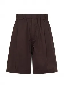 Бермуды с эластичным поясом и накладными карманами Laneus, коричневый