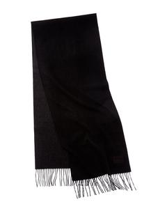 Двусторонний однотонный длинный шарф Vince из смеси шерсти и кашемира с кожаной отделкой Vince, черный