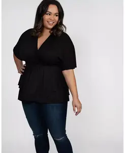 Трикотажный топ Promenade размера Plus Kiyonna, черный