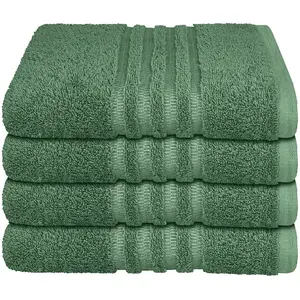 Полотенца Milano из 100% хлопка с элегантной каймой в стиле высокой-низкой текстуры Made in Green Schiesser, темно-зеленый