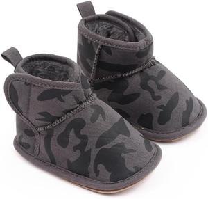Пинетки для новорожденных с камуфляжным узором, противоскользящей подошвой для мальчиков и девочек, плюшевые уютные носочки-обувь Purepips, Grey