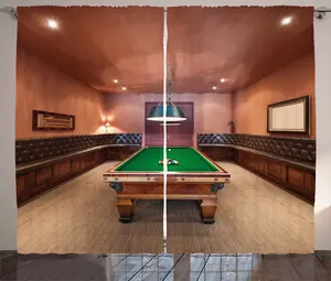 Шторы ABAKUHAUS Modern Rustic, для бильярдного стола, универсальные, с петлями и крючками, для гостиной, 280 x 225 см, цвет: коричный, коричневый, зеленый Abakuhaus