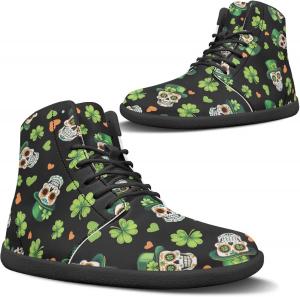 Finger Love Heart Pattern Womens Barefoot Boots Shoes Winter Snow Boots Warm Ankle Booties Pugasmiru, St. Patrick'S Day Green Hat Leaf Skull Pattern