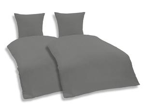 Постельное белье однотонное из 4 предметов 155х220 см серое однотонное оверсайз хлопок Renforce One-Home, серый