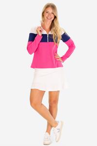 Куртка-молния Pique Misty Quarter Zip в цвете Raspberry Colorblock Duffield Lane, розовый