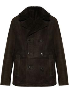 Двубортная кожаная куртка Yves Salomon, коричневый
