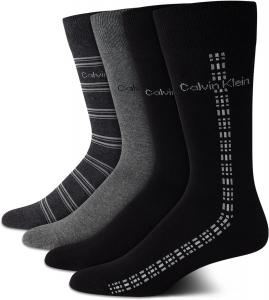 Мужские носки Calvin Klein Crew Socks - 4 пары, легкие, влагоотводящие, мягкие, спортивные носки для мужчин, для занятий спортом и бега, Black/Grey Multi