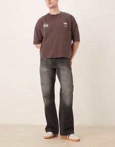 Широкие расклешенные джинсы ASOS DESIGN в винтажном выцветшем черном цвете