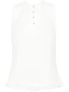 Плиссированный топ без рукавов Lanvin, белый