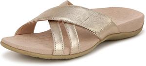 Женские сандалии Vionic Rest Zarie - поддерживающие сандалии и шлепанцы для дома и улицы с ортопедической стелькой и амортизирующей подошвой для поддержки свода стопы, размеры 5-12, золотой