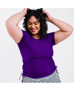 Купальный топ и плавки/бюстгальтер Adele больших размеров с короткими рукавами Calypsa, Eggplant