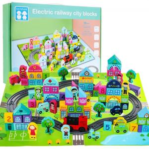 Деревянные кубики My City + коврик RAMIZ