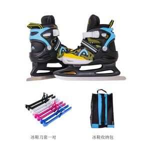 HEAD Детские коньки для фигурного катания для начинающих, регулируемые, черно-синие, с чехлами и сумкой, размер M (31-36)