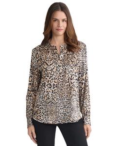 Женская блузка с V-образным вырезом и длинными рукавами Jones New York, Cafe Au Lait Multi