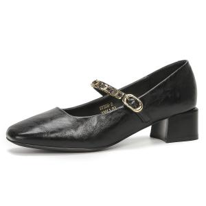 Будто ступая по ровной земле, туфли Мэри Джейн на массивном каблуке для женщин Bamiti, Black