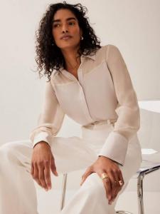 Сатиновая рубашка с длинными рукавами Mint Velvet, Natural