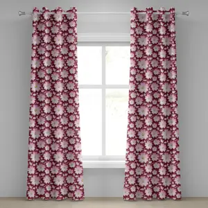 Шторы на люверсах в азиатском стиле ABAKUHAUS, абстрактная романтическая цветочная композиция, 3D-арт - японская вишня, декоративные двухпанельные шторы, 280 см x 245 см, каштаново-коричневый, желто-розовый Abakuhaus