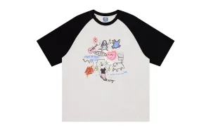 Футболка с рукавом реглан Unisex F426, бежево-желтый, светло-голубой